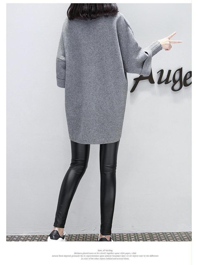 Damen Langer Pullover Sweatshirt Rundhals Langarm Einfarbig Große Größen Pullover Jacke