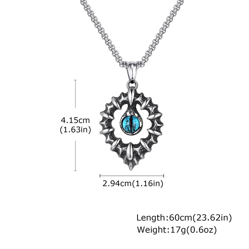 Punk Devid's Eye Pendant Necklace for Men,Antique Stainless Steel Necklace,Vintage Halloween Party Jewelry