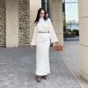 European & American Women's 2025 Autumn Half-High Neck Long-Sleeved Waist-Cinching French Style Dress