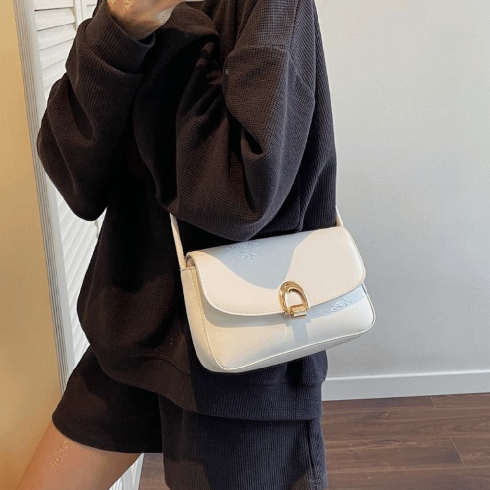 Fashion Vintage Buckle Shoulder Bag Solid Color Leisure Women's Armpit Bag Adjustable Cuasal PU Leather Handbag Girls
