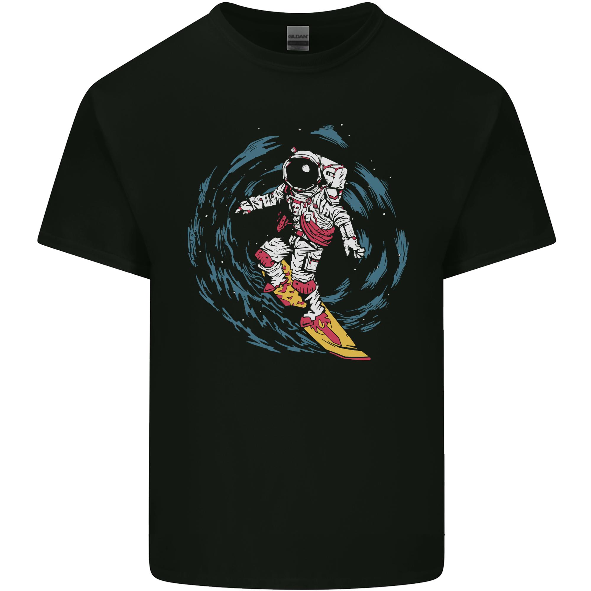 Black Hole Surfer Astronaut Space Surfing Unisexs Light Cotton TShirt S