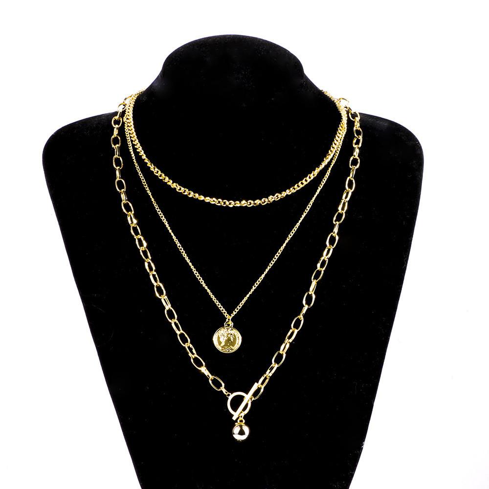 Hänförande Flerlagers Legeringsklocka Halsband Snygg Geometrisk Design För Unik Mode