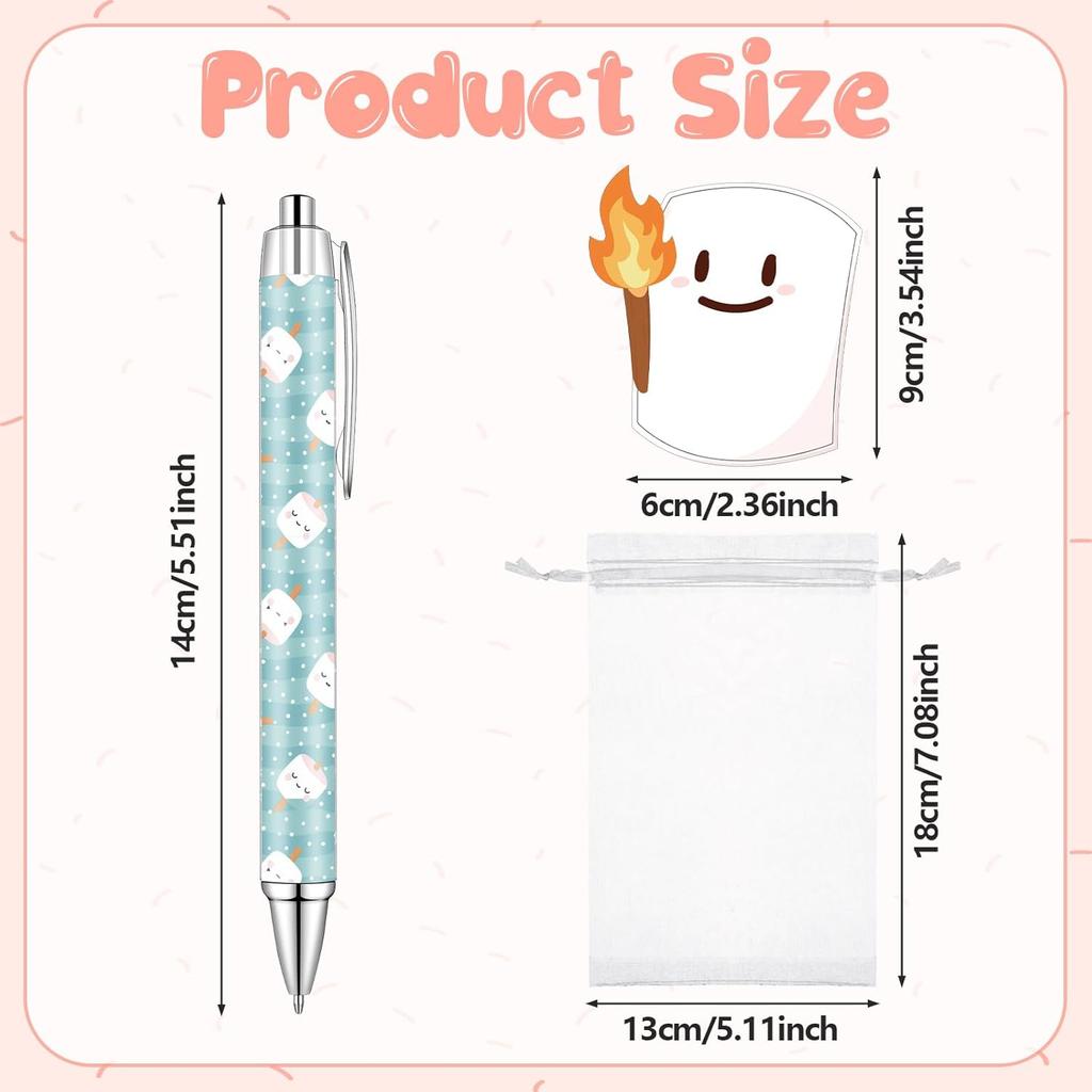30 Sets S'More Marshmallow Appreciation Gifts Bulk 30 pirational Marshmallow Ballpoint Pens 30 S'Mores Sticky Notes Pads Employee Appreciation Gifts