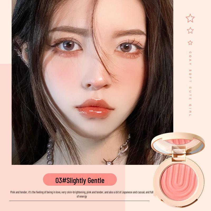 

Monochrome Soft Matte Blush & Highlighter Palette: Peach, Blue, Purple Hues with Low Saturation & Brightening Effects