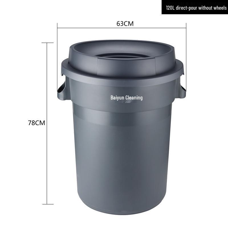 Large Round Wheeled Trash Can with Lid for Outdoor or Kitchen Use