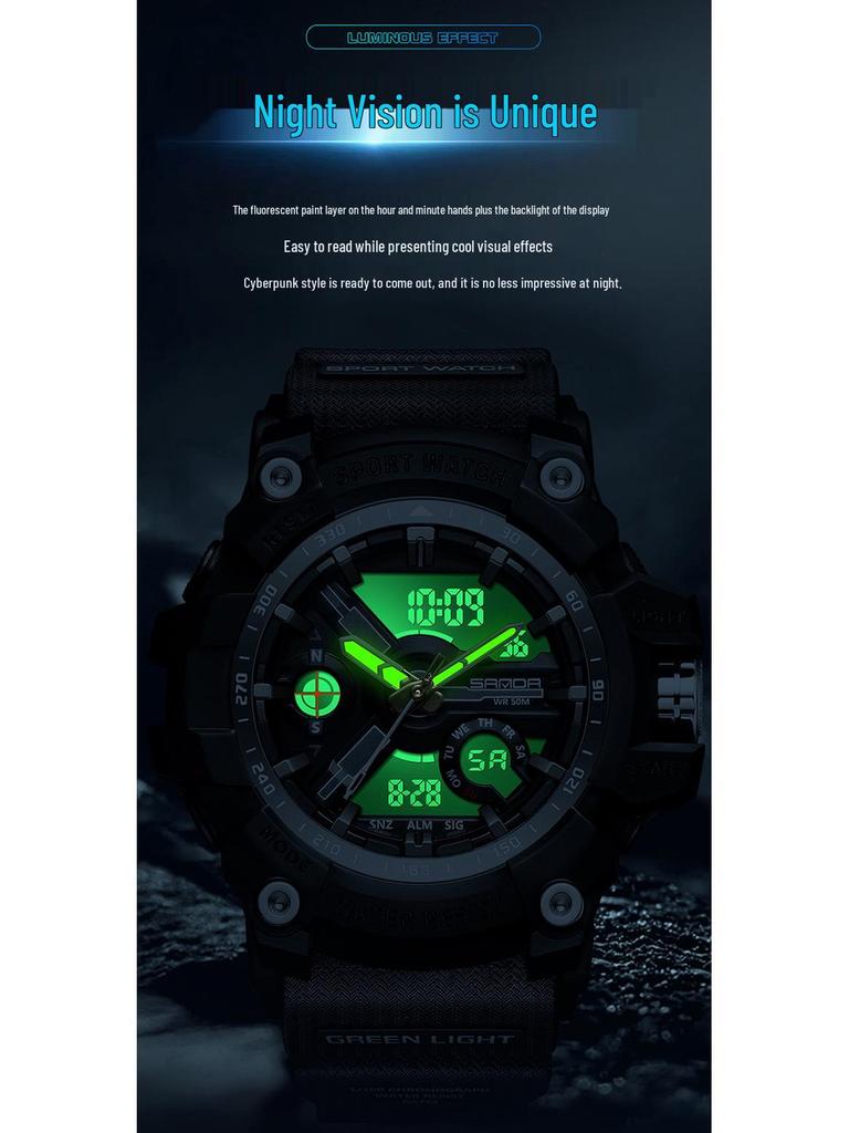 SANDA Jugend Trend Schwarz Tech Multifunktionale Wasserdichte Stoßfeste Herren Elektronische Uhr