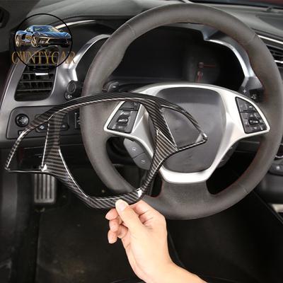 Für Chevrolet Corvette C7 2014- ABS Kohlefaser Auto Lenkrad Dekorativer Rahmen Aufkleber Auto Innenzubehör