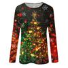 Damen Weihnachts-Print Rundhals Locker Langarm Top