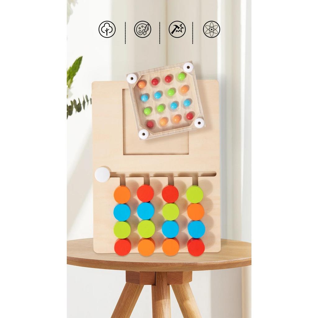 Montessori Wooden Shaking Bead Four-color Positioning Toy Color Shape Matching Cognition Learning Game Board Gifts for Children