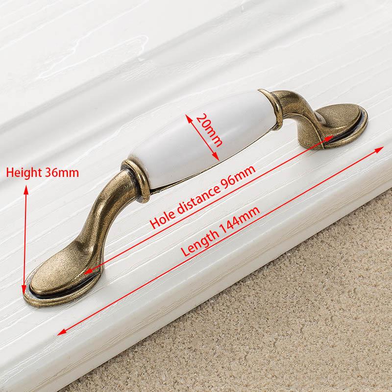 KAK Antique Bronze White Ceramic Cabinet Handles Zinc Alloy Drawer Knobs Wardrobe Door Handle Simple European Furniture Hardware