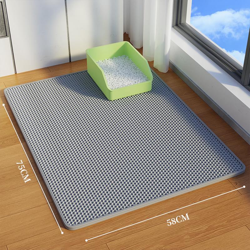 Extra Large Non-Slip Cat Litter Mat - Anti-Tracking, Anti-Splash, Scratch-Resistant, Double Layer, Leak-Proof Sand Control.
