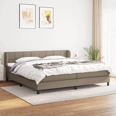 Vidaxl Łóżko Kontynentalne Z Materacem, Taupe, Tkanina, 200X200 Cm