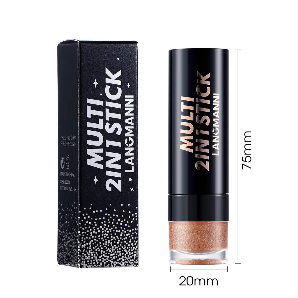 2 IN 1 Bullet Pearlescent Eye Shadow Pen Pointed Eyeliner Stick Caramel Brown Black Eyeshadow Makeup Silky Smooth Waterproof Lasting Eyeshadow