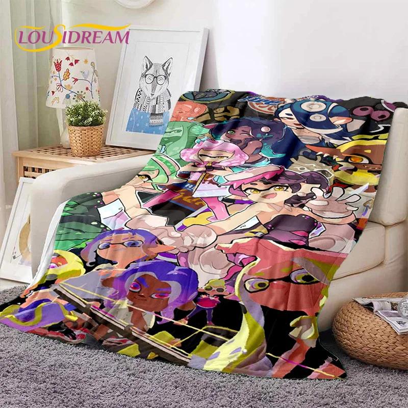 Splatoon3 PC Gamer Cartoon Game Soft Blankets,Keep Warm Throw Blanket Comfortable Blanket for Picnic Beds Sofa Home Bedroom Gift