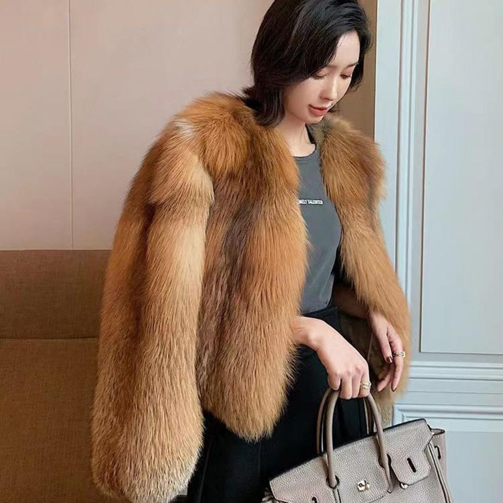 Temperamental Lady Leisure Autumn and Winter Fur Coat Thick Warm Silver Fox Fur Light Luxury Short High-end Fur Windbreaker