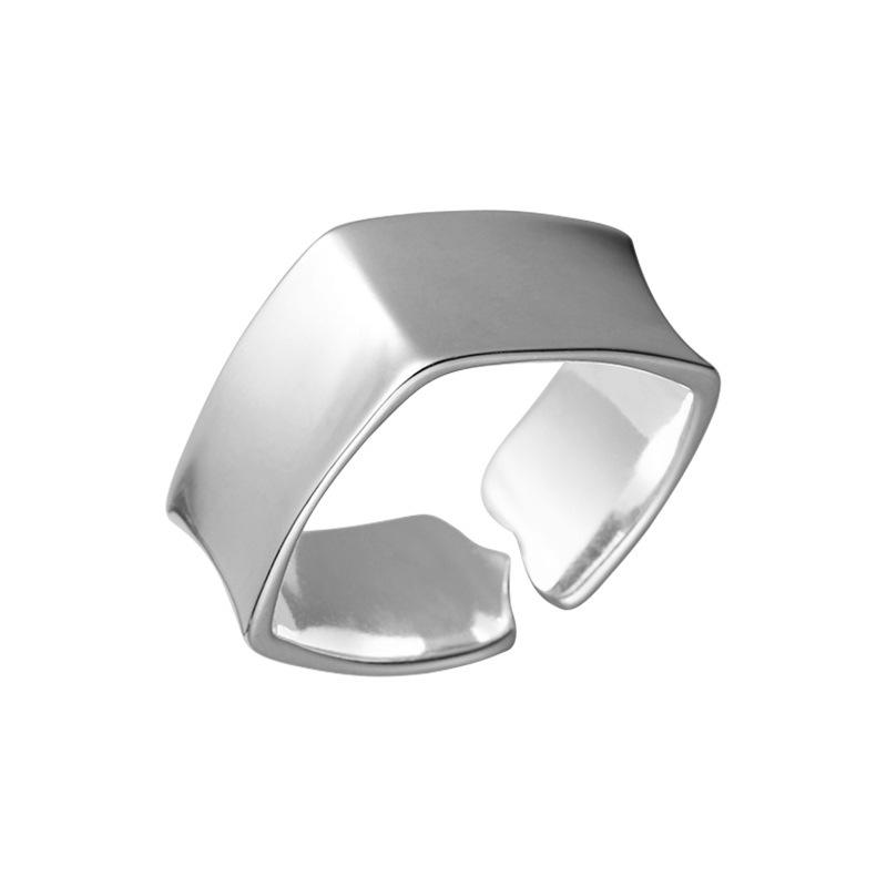925 Silber Quadratische Glatte Oberfläche Ringe Für Frauen Hochzeit Vintage Hohe Qualität Schmuck Zubehör Schmuck Geld 925