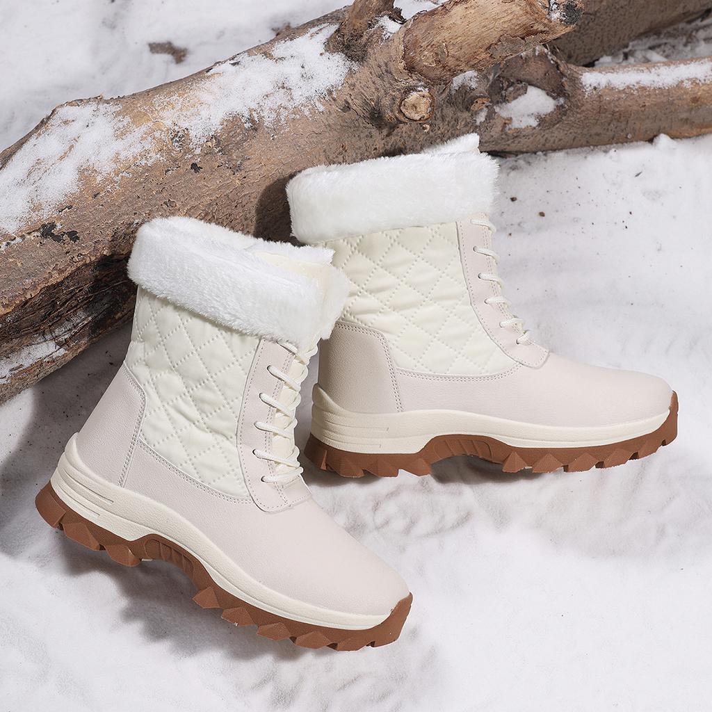 TUINANLE Unisex Black Snow Boots: Velvet, Lightweight, Thickened Plush Warmth Women Ankle Boots Men Cotton Shoes