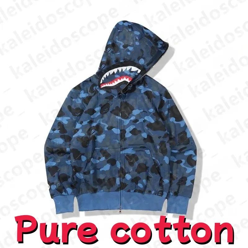 In-Stock Luminous Shark Head Camouflage Double Hood Sweatshirt - Unisex Fleece-Lined Autumn/Winter Outerwear