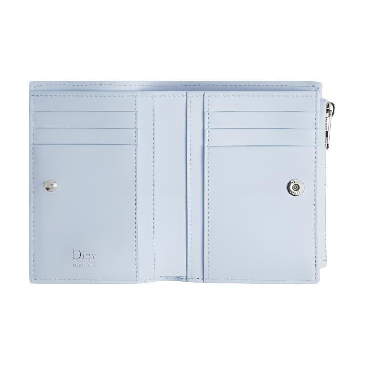 Lady Dior Dahlia Silver Metal Letter Accessories Cannage Bow Lambskin Wallet Women wallet blue S2605PUQA-M39Z