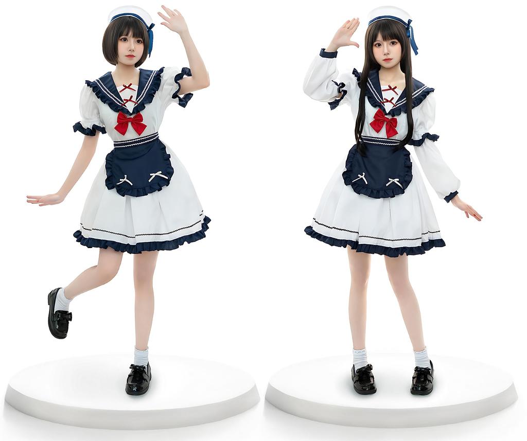 Meisjesuniform Cosplay Zeemanspak Set Moe Marine Stijl Meisjeskostuum Cosplay Schattig Korte Mouw Lange Mouw Ontwerp JK Schattig Onschuldig Gothic Lolita Jurk