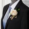 Wedding Luxury Artificial Rose Chest Flower Pin Groom Best Man Brooch High-End Boutonniere Forest Theme Banquet Dress Accessory