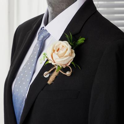 Svatba Luxusní Umělá Růže Květ do Kapsy Pin Ženich Družba Brož High-End Boutonniere Lesní Téma Banketový Doplněk ke Společenským Šatům