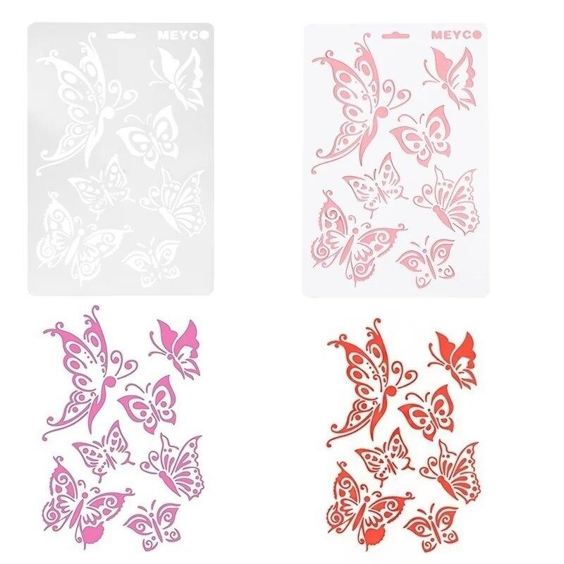 3PCS Butterfly Stencils for Wall Painting DIY Scrapbooking Photo Album Paper Card Making Craft Decorative Embossing Template