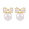 Princess Stylish Mermaid Pearl Earrings Sparkling Zircon Stones Fashionable And Delicate White Color