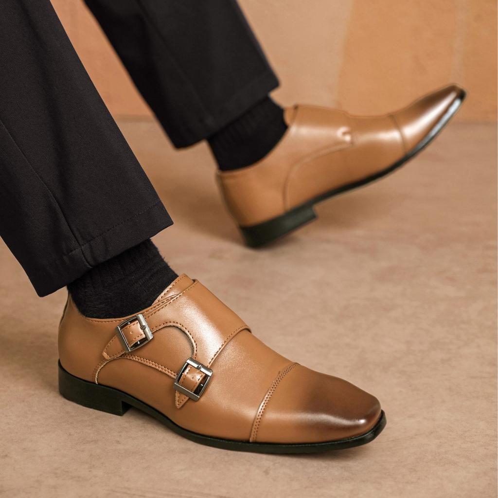 Men’s Slip-On Penny Loafer Business Casual Dress Shoes Monk Strap Faux Leather Wedding Formal Tuxedo Shoes Work Pointed Toe Oxford Shoes for Men