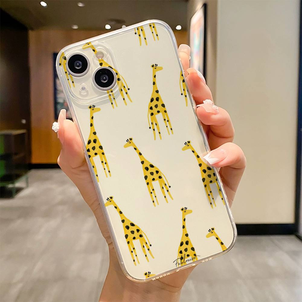 Striped Background Giraffe  Phone Case For iPhone 17 16e 16 15 14 13 12 11mini Pro Max X XR XSMAX 8 7 Air Plus Soft Cover