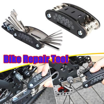Professional 16 In 1 Multifunction Bicycle Repair Tool Kit Portable Folding Mountain Road Bike Maintenance Emergency Tools