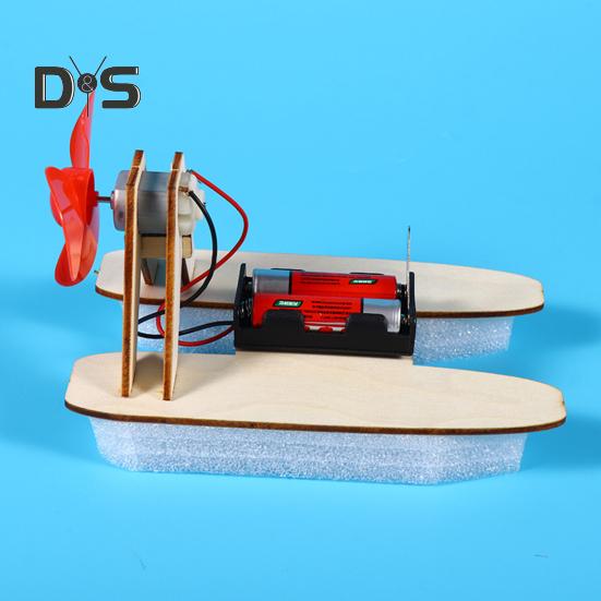1 Set DIY Wind Powered Boat Model Kit Handmade Wooden Puzzle Hovership Building Crafts Kids STEM Educational Physics Science Experiment Toy