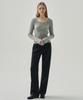 Deuloupisumeon Heart Neck Ribbed Slim Knit Top [M.Grey]