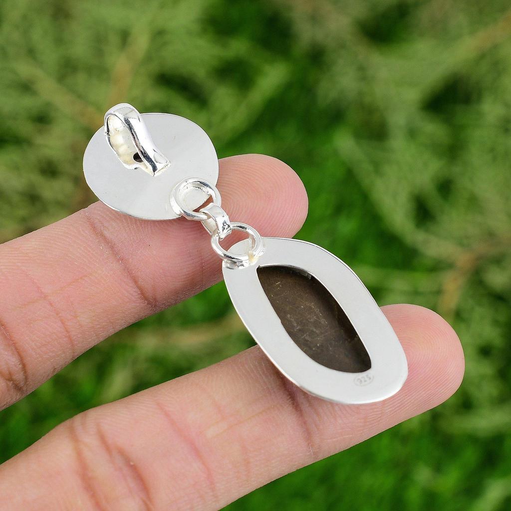 Moroccan Mud Crack Fossil Gemstone Tanzanite Quartz Mermaid Pendant 925 Silver