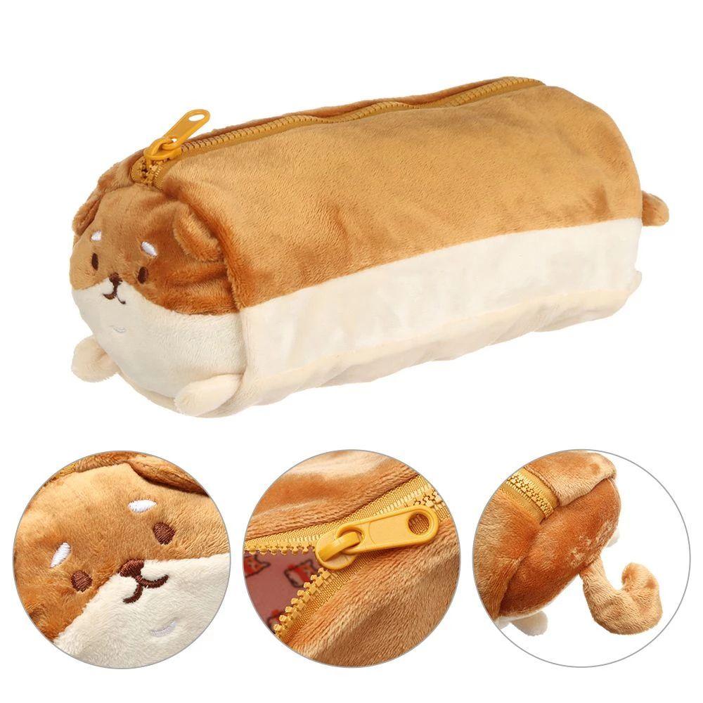 

Сумка для ручек большой емкости коричневые сумки для карандашей Shiba Сумка для хранения канцелярских принадлежностей Сумка для макияжа Плюшевый пенал