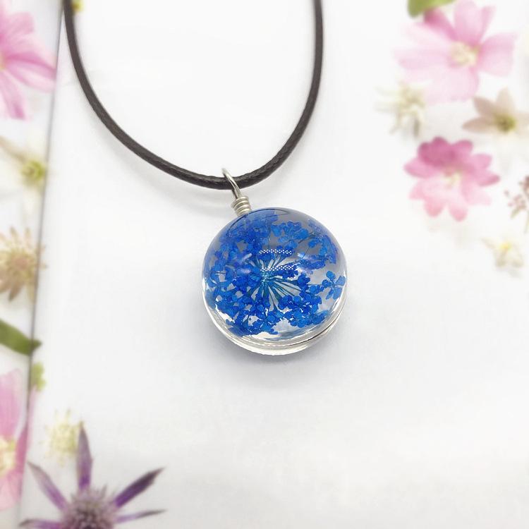 Beautiful Dandelion Necklace Eternal Flower Clavicle Chain Male and Female Couples Crystal Dried Flower Glass Ball Pendant Accessories
