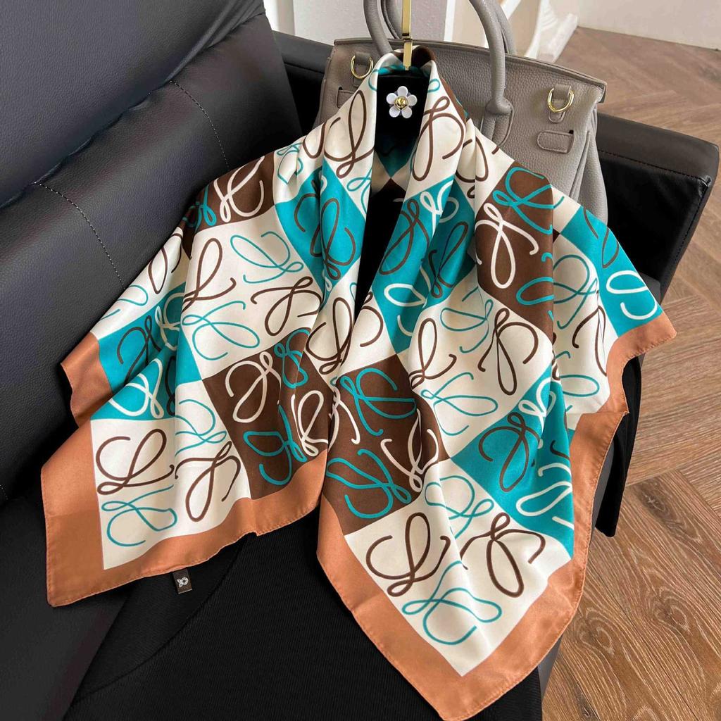 91Cm square scarf silk scarf women's new literary and fashion scarf accessories autumn and winter retro versatile shawl