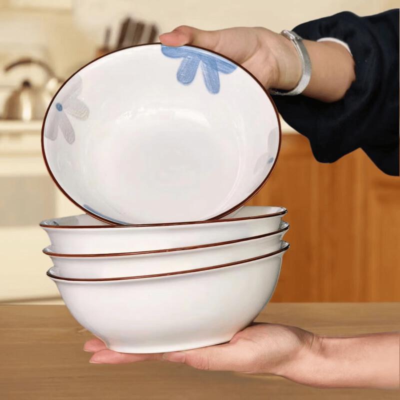 ZISIZ Fresh Blue Ceramic Multi-Purpose Bowls, 7-inch (Set of 6)