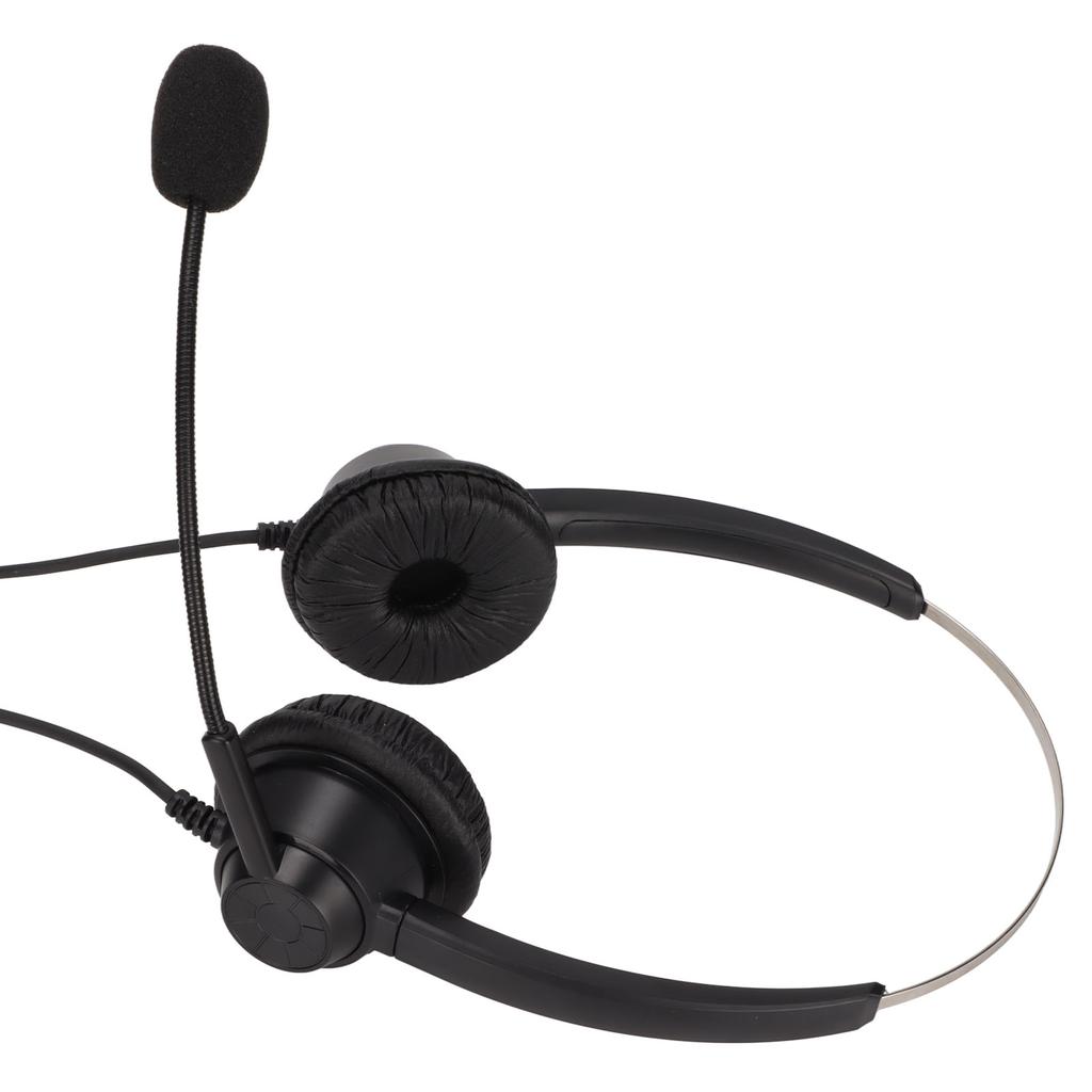 2.5mm Telephone Headset Binaural Noise Cancelling Call Center Earphone with Mic Mute for Business Cu