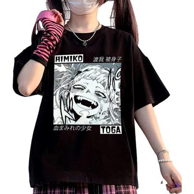 Gothic Lady T-Shirt Harajuku Loose Casual Top Japanese Comic Cartoon Print Punk Streetwear Kawaii All-Match(1)