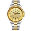 Herren Wasserdichte Doppelkalender Stahlarmband Quarz Armbanduhr Mode Business