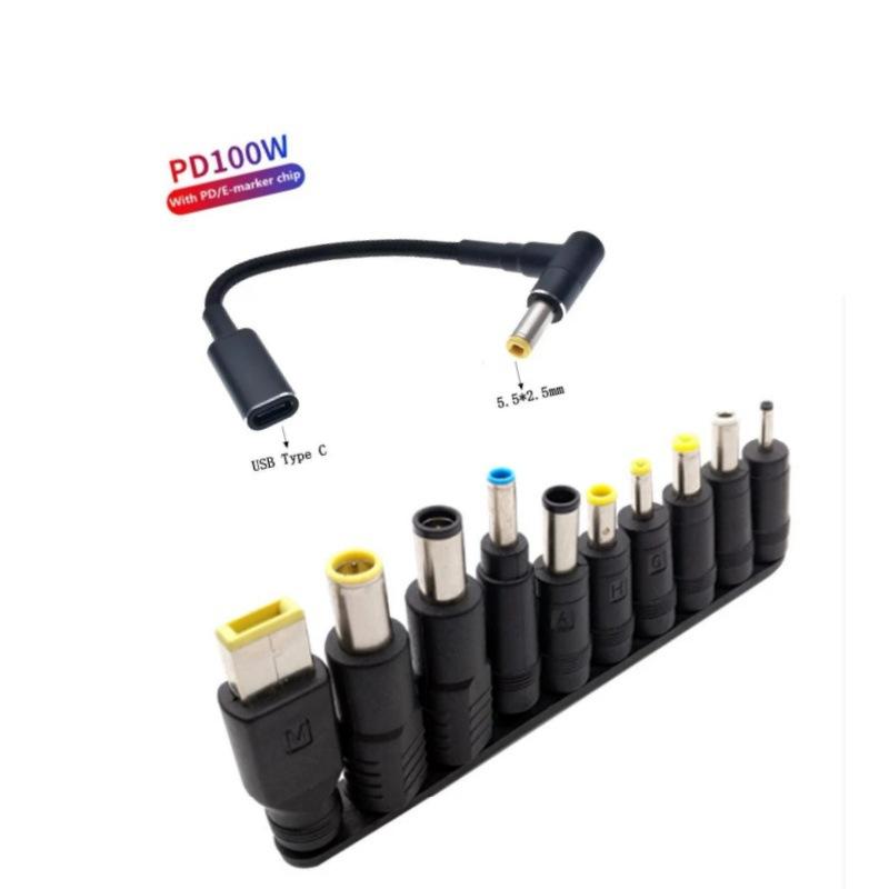 1/10/11Pcs Power Adapter Cable Cord 100W Usb Type-C Universal Laptop Charger For Notebook Charging Jack