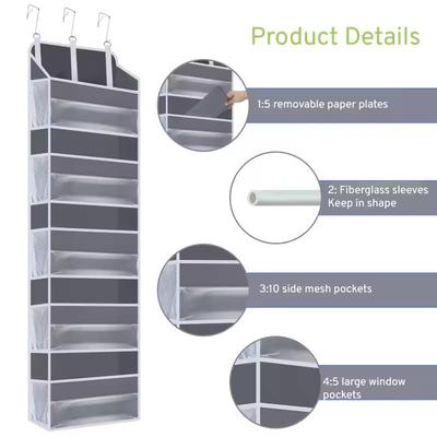 Organisateur de Sac Suspendu de Rangement Fermé Grande Capacité Amélioré Cinq Couches Non-tissé Rangement de Porte Sac Suspendu Sans Perforation Sac de Rangement