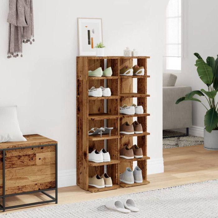 VidaXL Shoe Cabinets 2 Pcs Old Wood Engineered Wood, Shoe Storage Cabinet, Shoe Rack, 856665