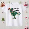 Cartoon Dinosaur Print Shirt Christmas Child Clothes Boys Girls Short Sleeve T-shirt Kids Graphic Tee Xmas Holiday T Shirt Gift