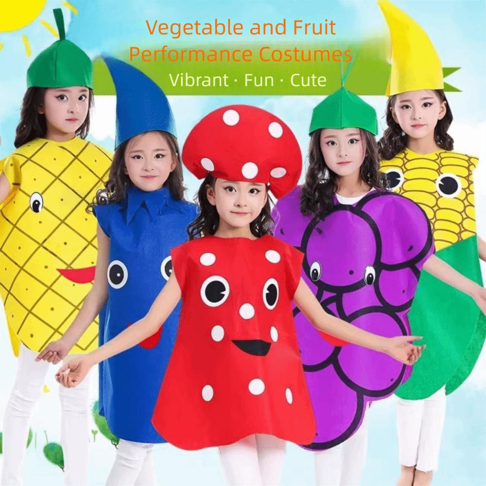Performance Stage Children Cosplay Costume Pumpkin Cloak Performance Suit Fruit Veggie Costume  Boy