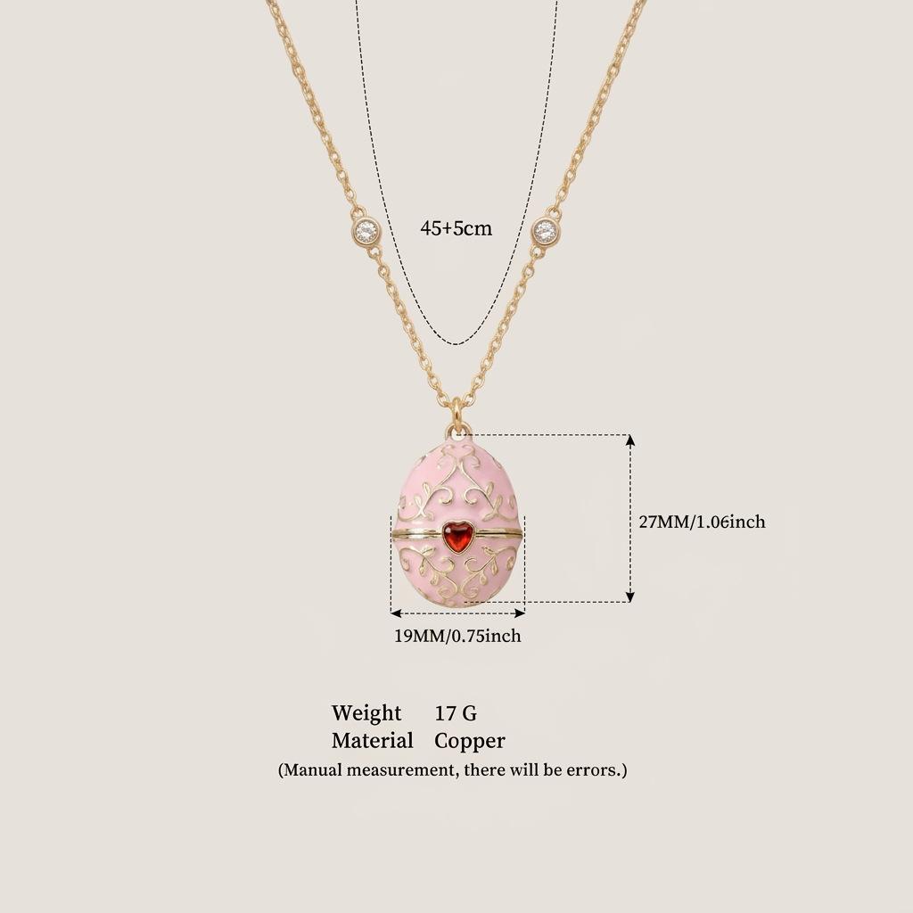 Colorful Enamel Round Pendant Openable Necklace Oil Drip Egg Shape Inlaid Heart Zircon Trendy Collar Jewelry Mother s Day Gifts