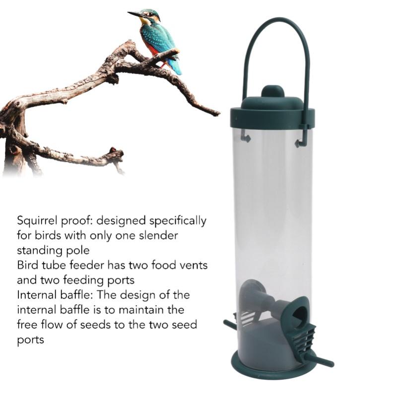 2 Set Bird Tube Feeder Plastic Transparent Hanging Finch Feeder Garden Decoration With 2 Vents 2 Ports