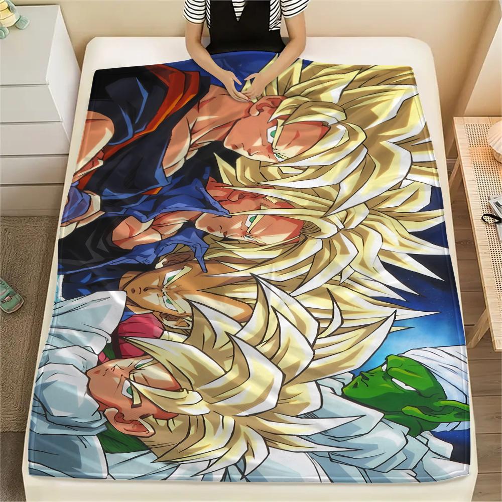 Dragon Ball Charaktere Druck Flanelldecke, Hohe Qualität, Bequem für Alle Jahreszeiten, Heimdekoration, Wärme und Komfort, Perfekt für Weihnachtsgeschenke