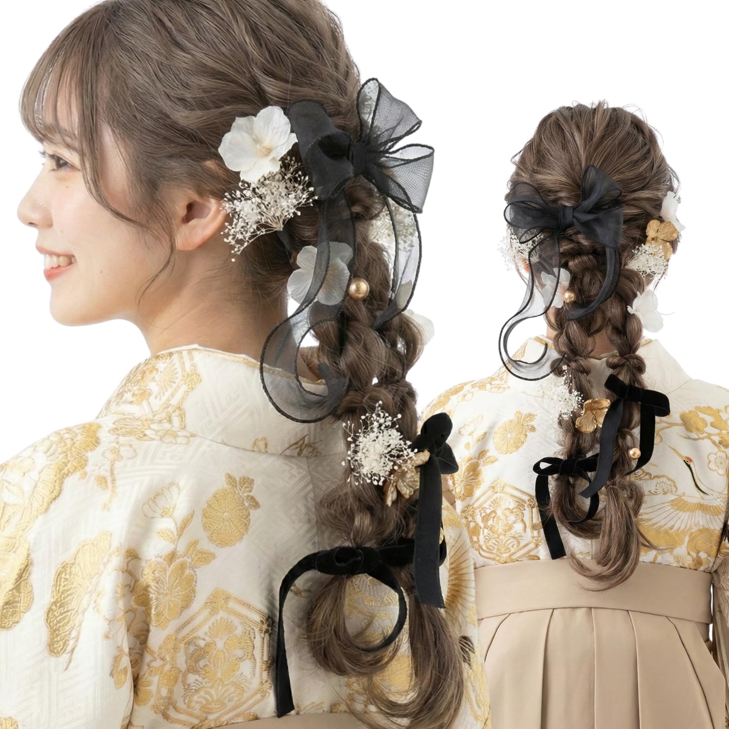 

[LALALAbeautyflowers] Hair Accessory for Graduation Ceremony, Hakama, Ribbon, Coming-of-Age Ceremony, Elegant Hair Accessory, Japanese Clothing